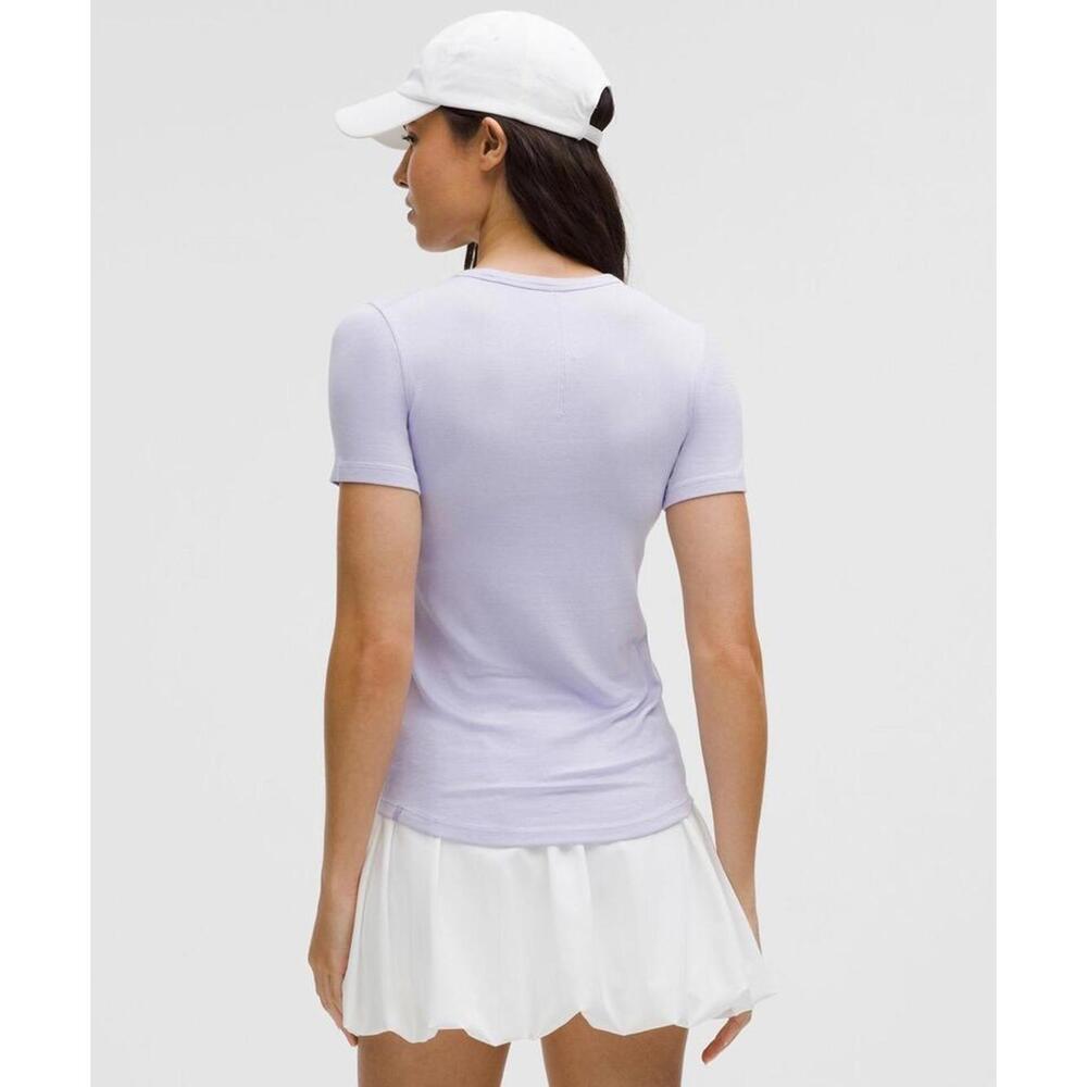 NWT Lululemon Hold Tight Short Sleeve Shirt Size 4 Lilac Ether Ribbed Modal Tee - Picture 6 of 7